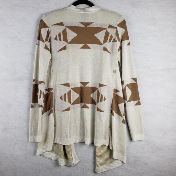 Rue 21 Women's M Open Front Southwestern Cardigan Beige Brown Lagenlook Cowgirl - Picture 7 of 7